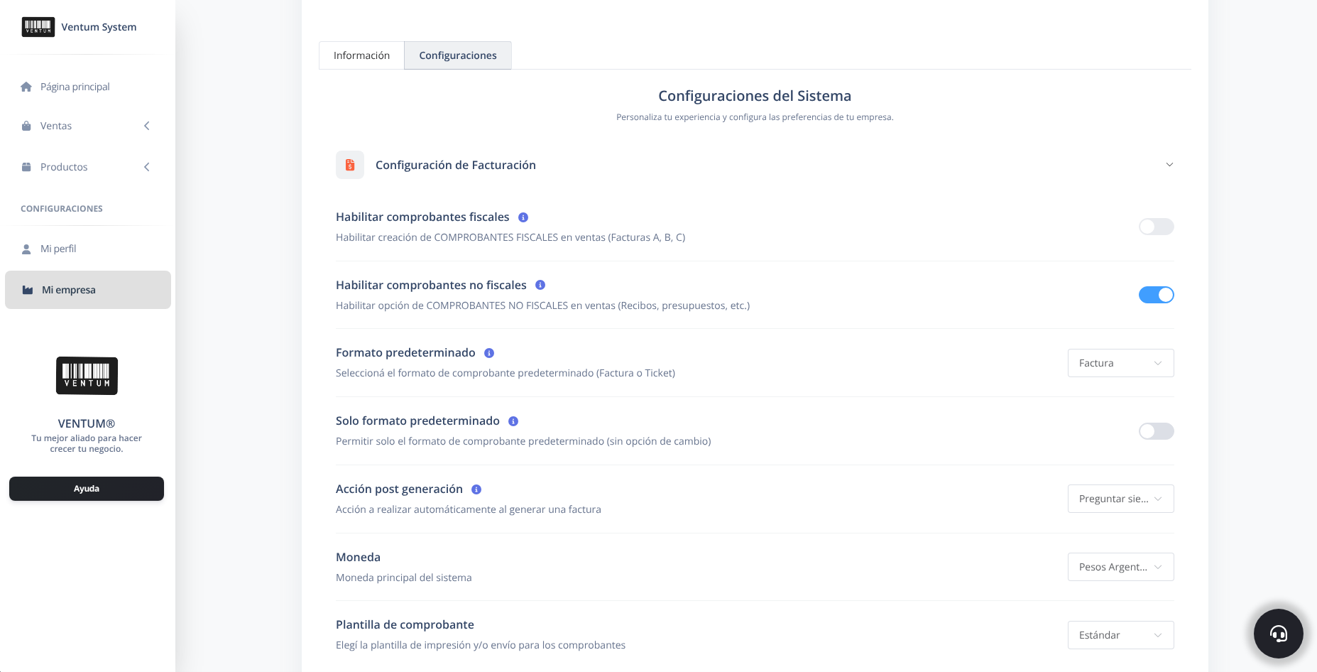 Dashboard Principal de VENTUM