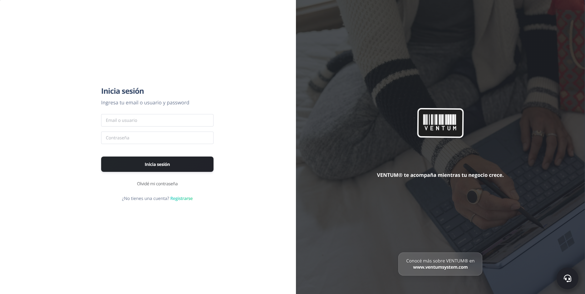 Pantalla de Login de VENTUM